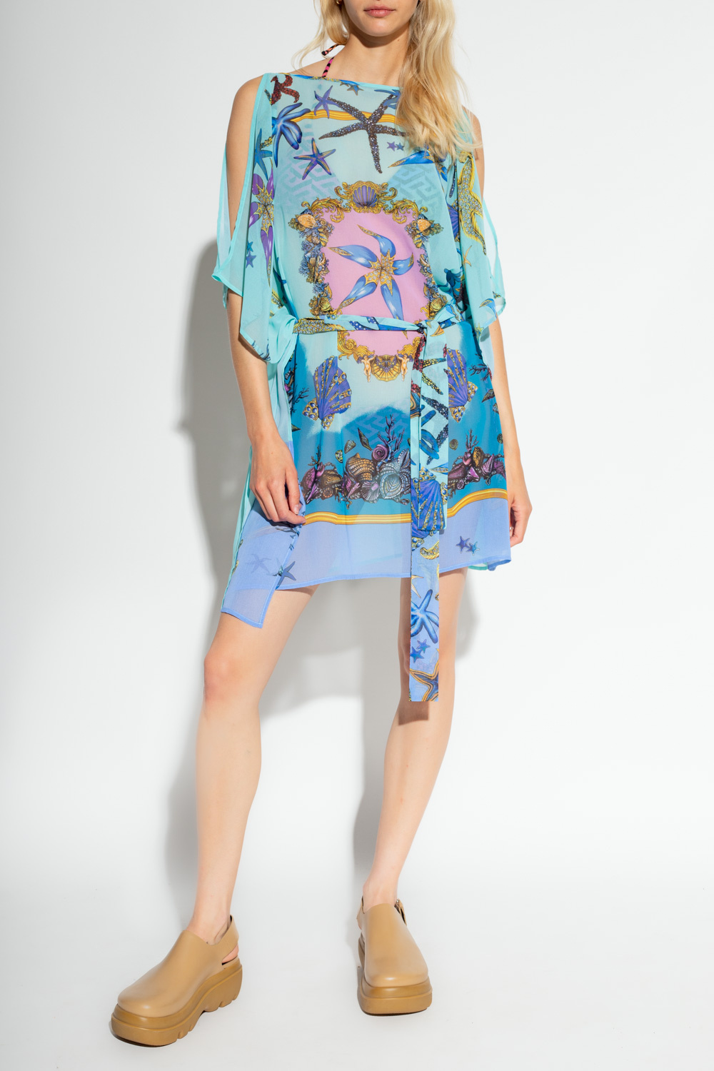 Ocean halterneck mini dress - Patterned beach dress Versace
